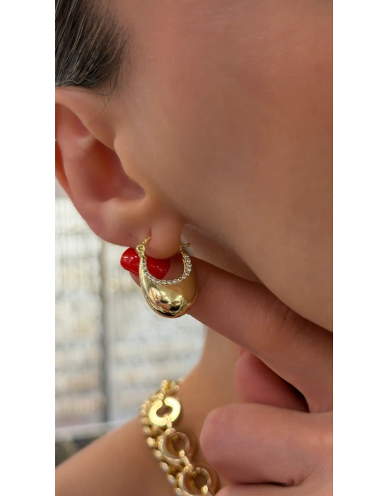 Çanta Model Gold Küpe