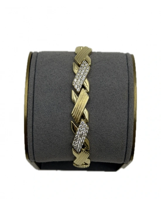 Çarpı Form Taş Detay Bileklik(19cm)