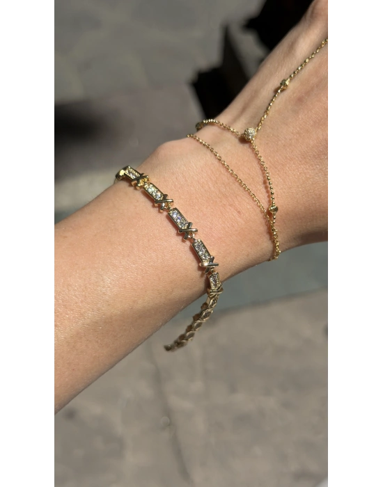 Çarpı Model Gold Kadın Bileklik(18cm-uzatma dahil 19cm)