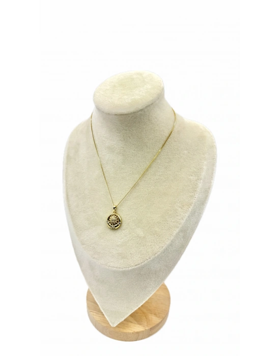 Çiçek Figürlü Taş Detay Zincir Kolye(29cm)