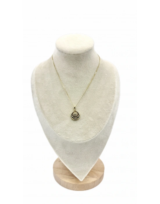 Çiçek Figürlü Taş Detay Zincir Kolye(29cm)