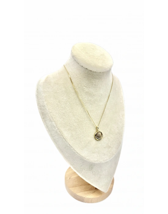 Çiçek Figürlü Taş Detay Zincir Kolye(29cm)