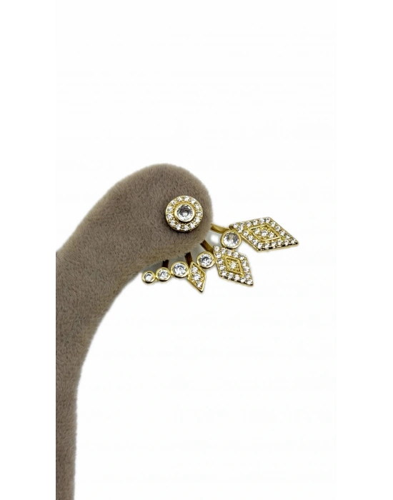 Çoklu Görünüm Baklava Taş Detay Küpe