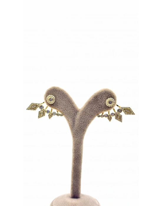 Çoklu Görünüm Baklava Taş Detay Küpe