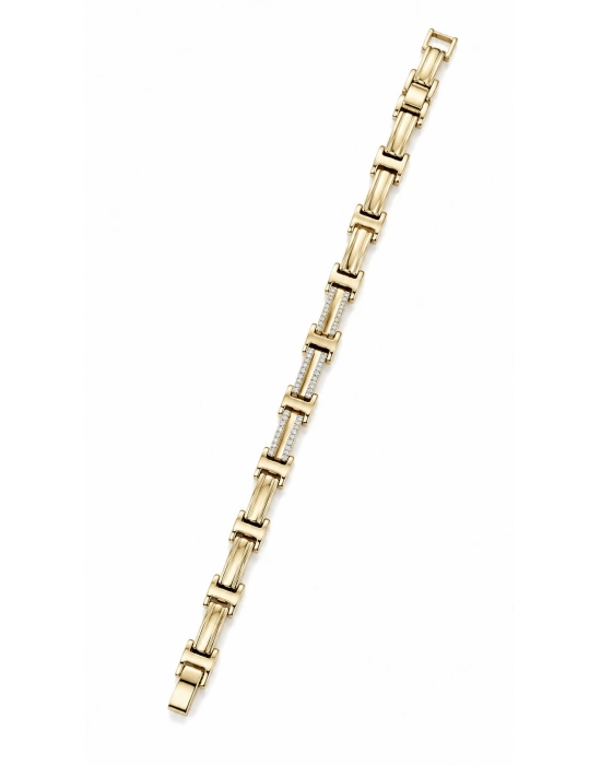 Dikdörtgen Plaka Geçmeli Gold Kadın Bileklik (17cm-uzatma dahil 19 cm)