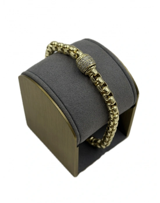 Dönen Taşlı Top Detay Kare Zincir Bileklik(18cm)