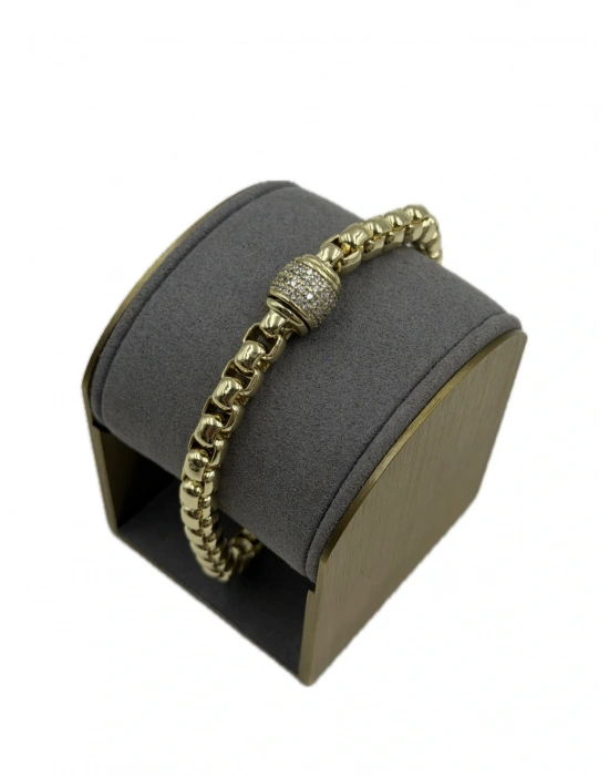 Dönen Taşlı Top Detay Kare Zincir Bileklik(18cm)