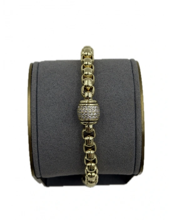 Dönen Taşlı Top Detay Kare Zincir Bileklik(18cm)