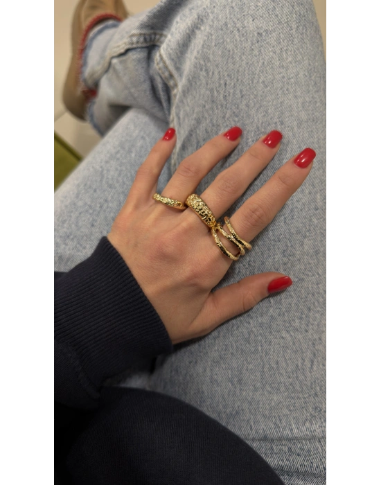 Dövme Detay Metal Set Yüzük