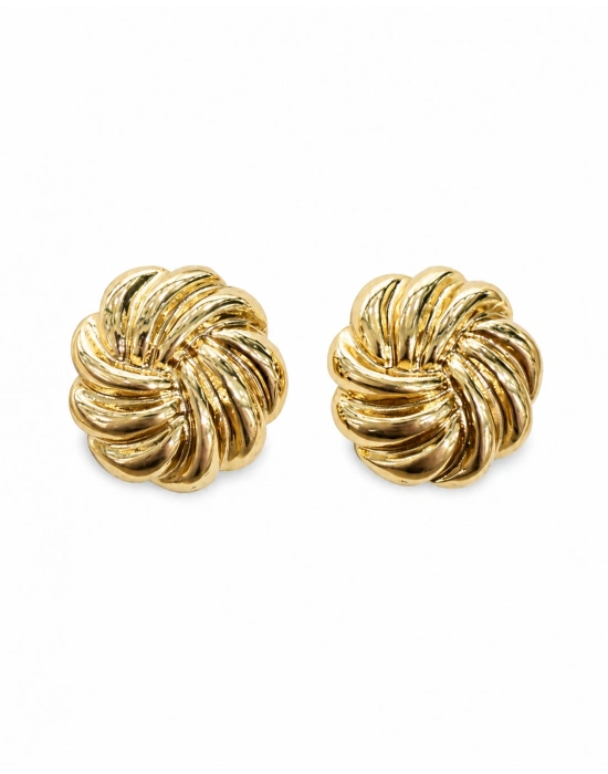 Düğme Model Büyük Gold Küpe