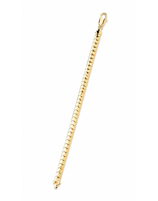Düz Yılan Sırtı Gold Kadın Kalın Bileklik(21 cm)