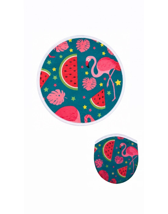 Flamingo Desen Katlanabilir Yuvarlak Yelpaze