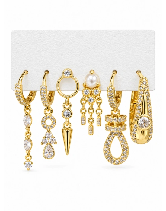 Gold 6lı Set Küpe