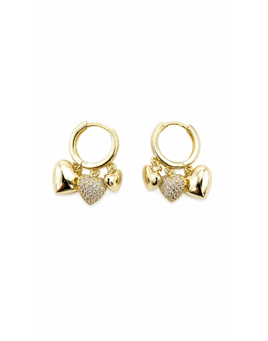 Gold Kalp Figür Sallantılı Küpe