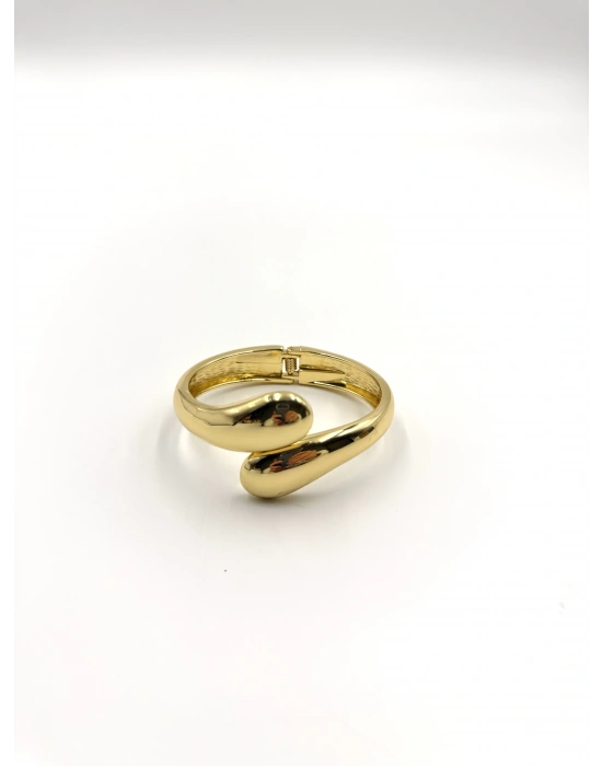 Gold Sarmal Detay Kalın Kelepçe Bileklik