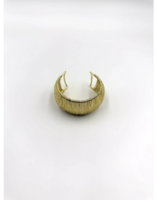 Gold Tel Dolama Kalın Kelepçe Bileklik