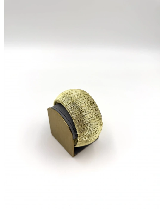 Gold Tel Dolama Kalın Kelepçe Bileklik