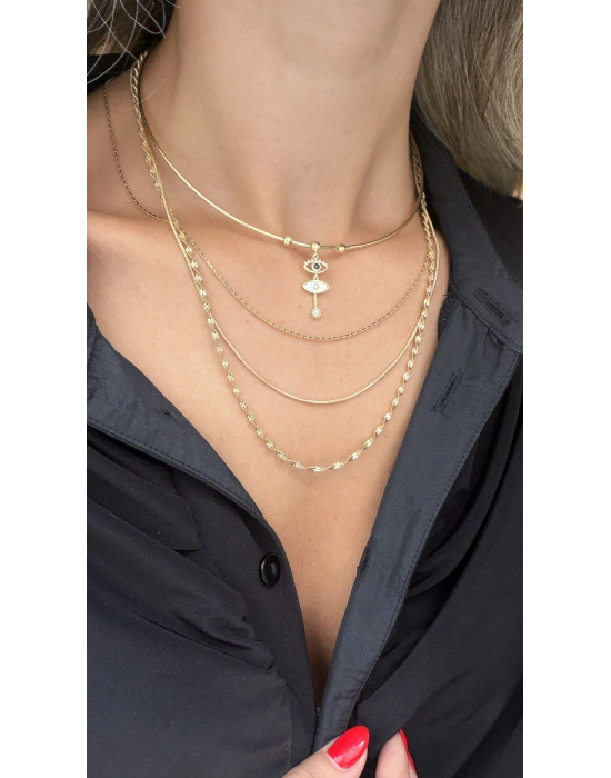Göz Figür Gold Choker Kolye