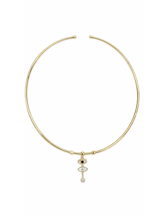 Göz Figür Gold Choker Kolye
