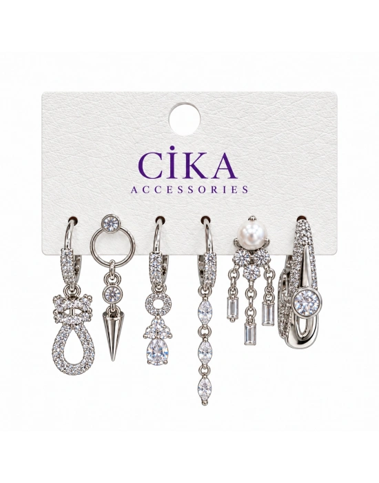 Gümüş 6lı Set Küpe