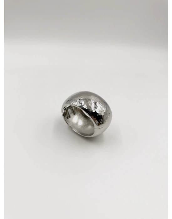 Gümüş Dövme Yüzey Detay Kalın Kelepçe Bilekşik