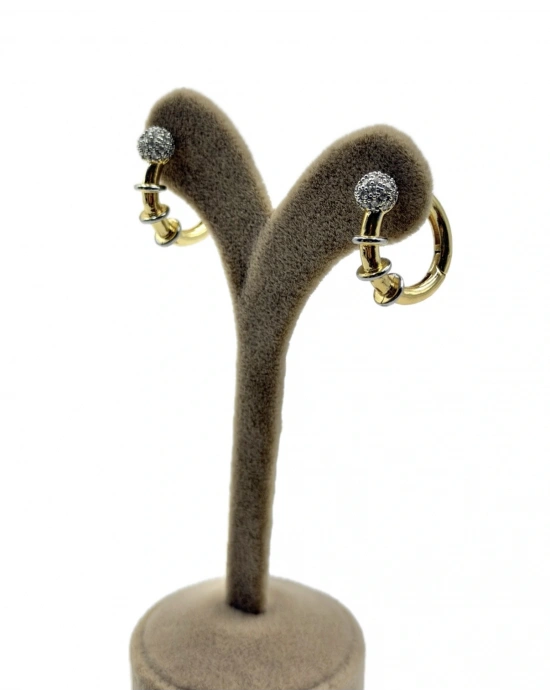 Gümüş Halka Detay Taşlı Top Küpe