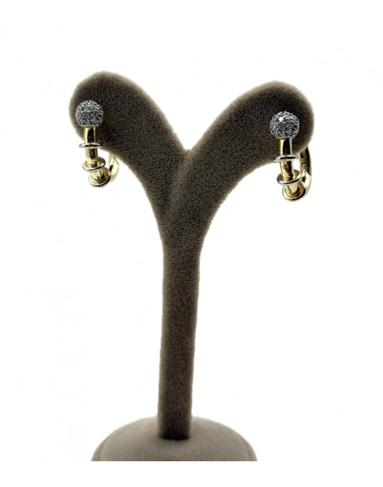 Gümüş Halka Detay Taşlı Top Küpe