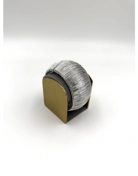 Gümüş Tel Dolama Detay Kalın Kelepçe Bileklik