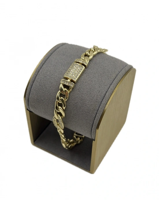 Gurmet Model Taşlı Halka Geçmeli Zincir Bileklik(20cm)