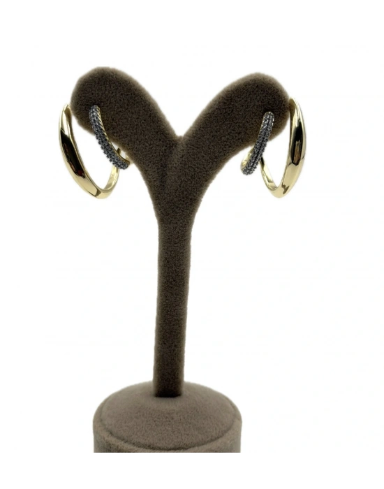 İki Sıra C Form Taş Detay Küpe