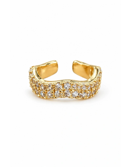 İki Sıra Taş İşleme Detay Ear Cuff