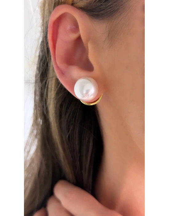 İkili İnci ve Metal Küpe