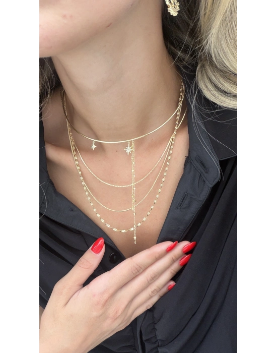 İkili Singapur Zincir Gold Kolye(45-49cm)