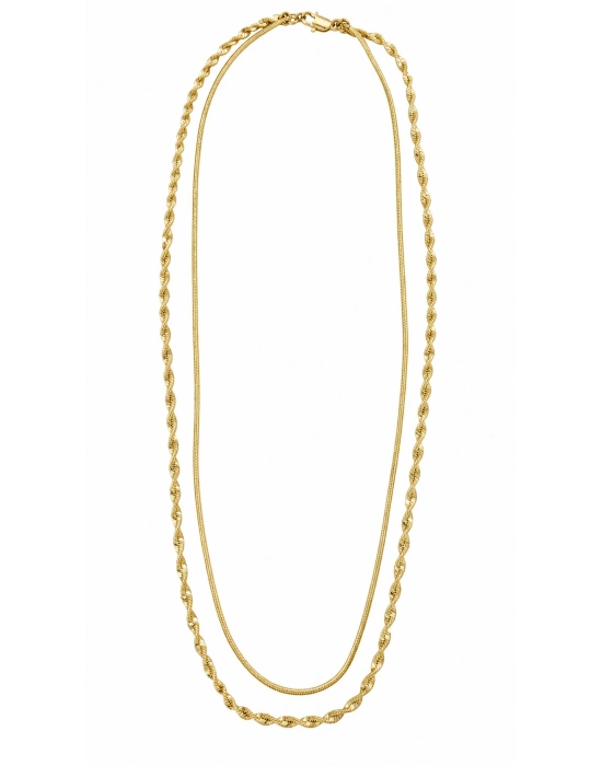 İkili Singapur Zincir Gold Kolye(45-49cm)
