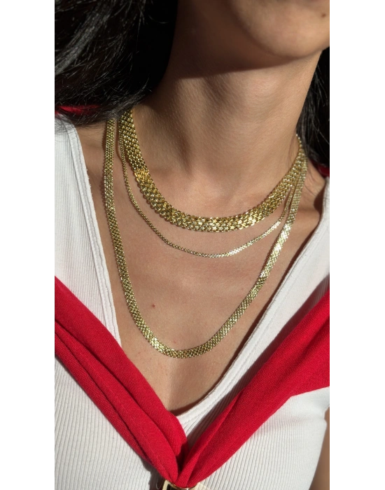 İnce Gold Hasır Örme Kolye(45cm)