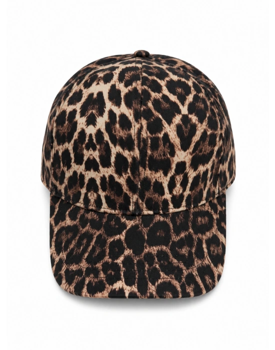 Kahverengi Leopar Desen Kep Şapka