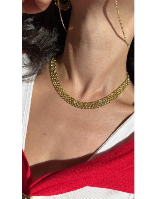 Kalın Gold Örgü Kolye(44cm)