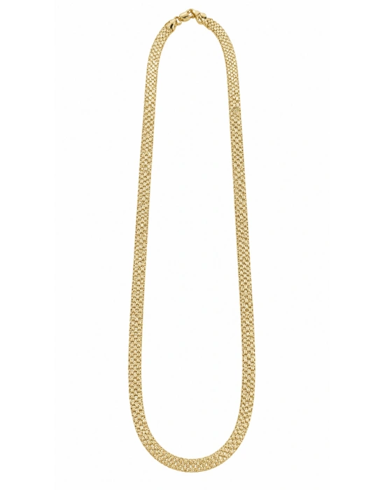 Kalın Gold Uzun Hasır Örme Kolye(58cm)