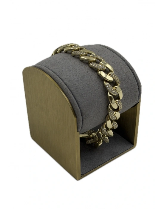 Kalın Halka Taş Detay Zincir Bileklik(18 cm)