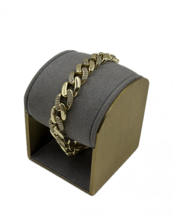 Kalın Halka Taş Detay Zincir Bileklik(18 cm)