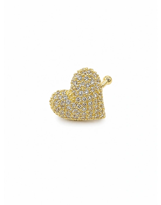 Kalp Figür Gold Kıkırdak Küpe
