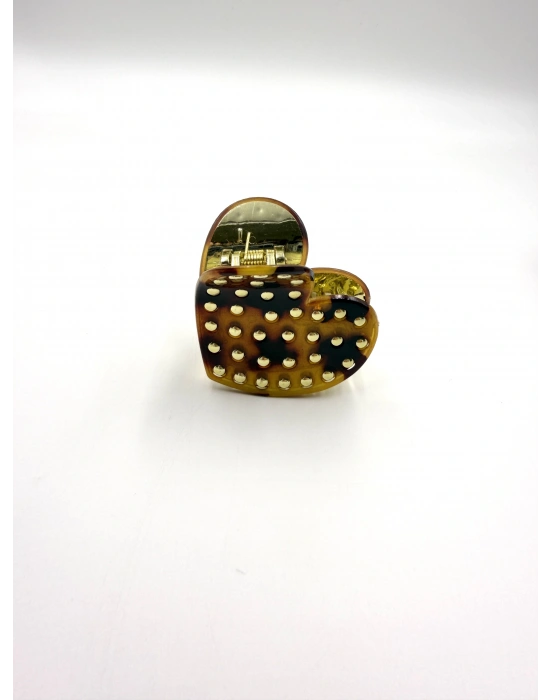 Kalp Zımba Detaylı Kahve Rengi Toka