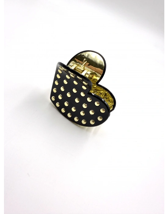 Kalp Zımba Detaylı Siyah Renk Toka