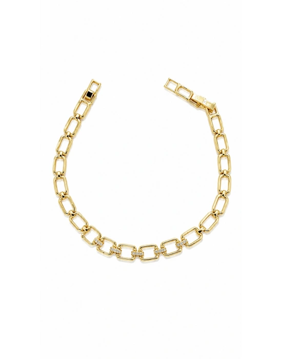 Kare Model Gold Kadın Bileklik(18cm-uzatma dahil 19cm)