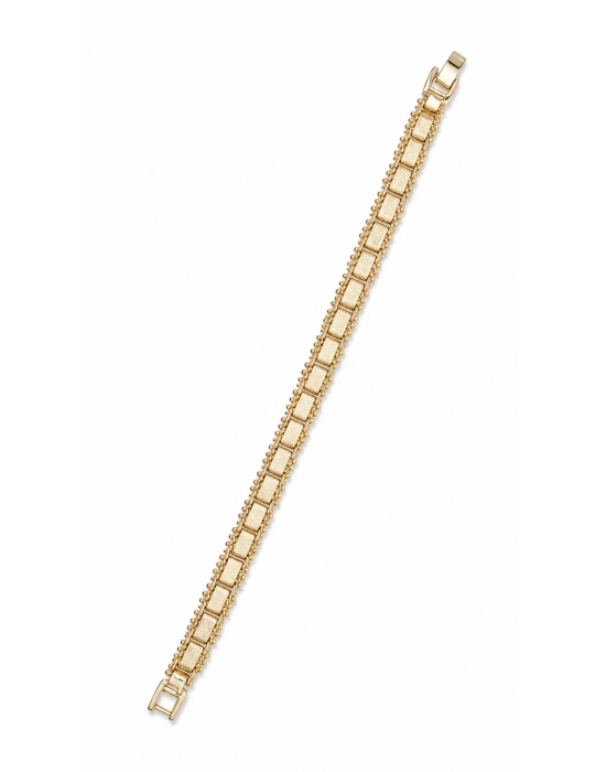 Kare Plaka Geçmeli Gold Bileklik((19cm)