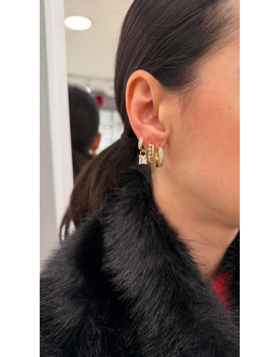 Kare Taş Detay 3’lü Set Küpe