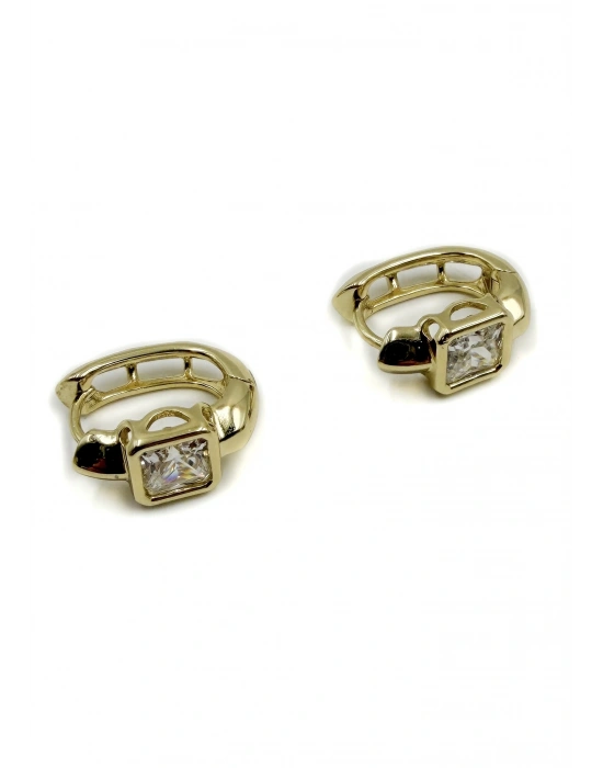 Kare Taş Detay Metal Küpe