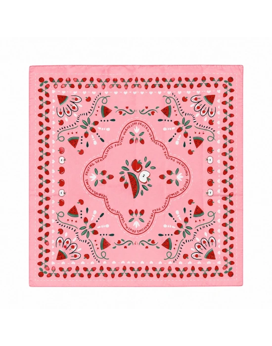 Karpuz Desen Pembe Fular 50x50
