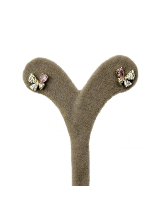 Kelebek Figür ve Zirkon Taş Detay Küpe