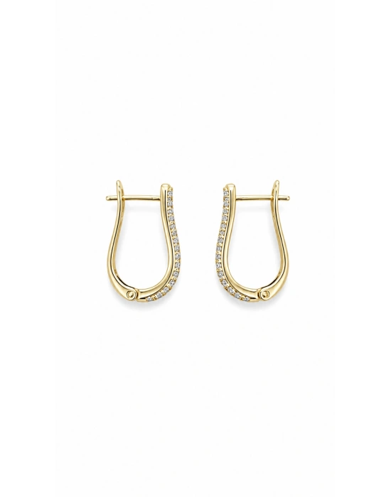 Klipsli İnce Taşlı Gold Kadın Küpe